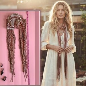 Chan Luu Skinny Scarf velvet women chain boho